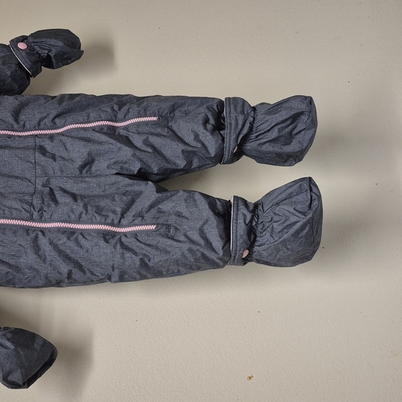 OshKosh B'gosh Dark Gray Snowsuit with Pink Accents 6-9Months - Picture 4 of 13